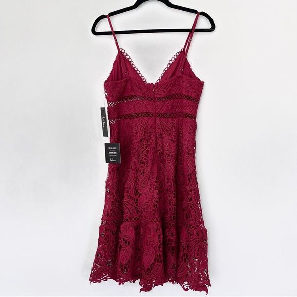 Lulus Dearly Beloved Deep Red Crochet Lace Dress Medium - Picture 4 of 11